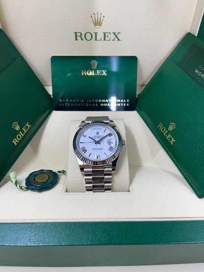 Rolex Day-Date 40MM Or Blanc Et Cadran Blanc President Ceinture